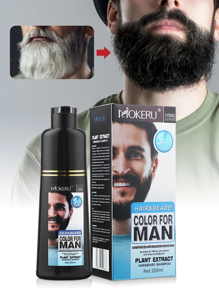 Natural Permanent Beard Dye Shampoo Repair Beard Coloring