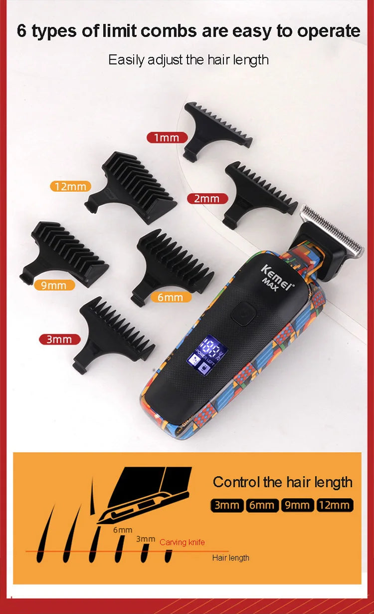 Kemei Graffiti Electric Hair Clipper Kit Men's Electric Shaver