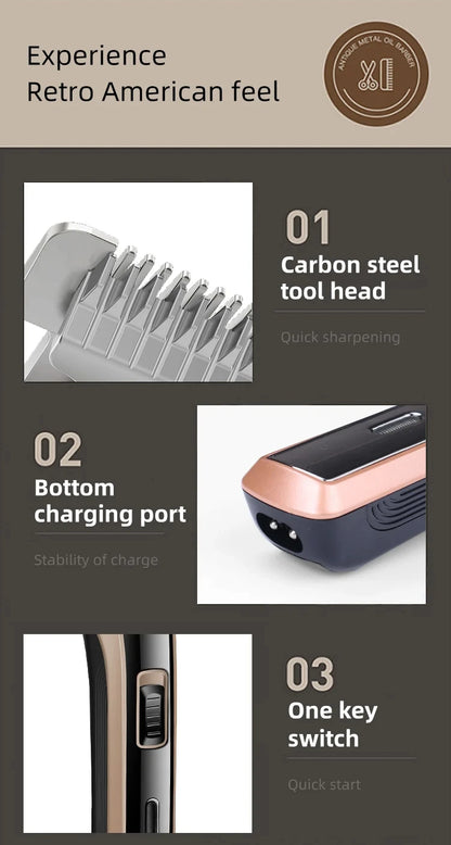Kemei KM-418 Waterproof Hair Clipper Rechargeable Electric Trimmer