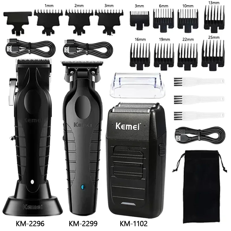 Kemei Electric Hair Clipper Kit Men's Hair Trimmer KM-2296 KM-2299 KM-1102