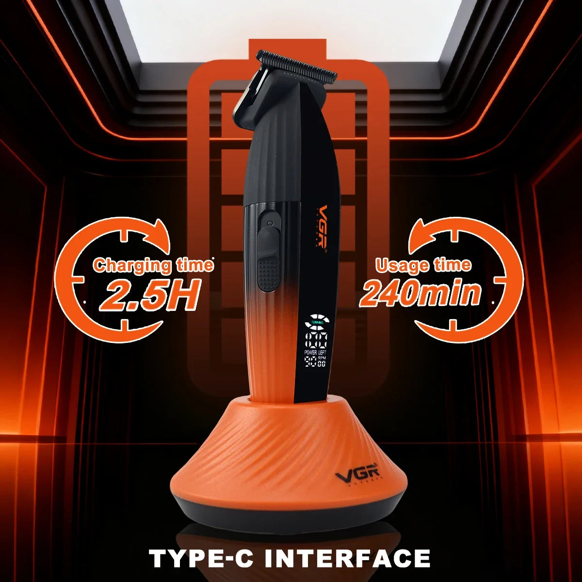 VGR V-889T Professional Hair Trimmer 9000 RPM Gradient Color