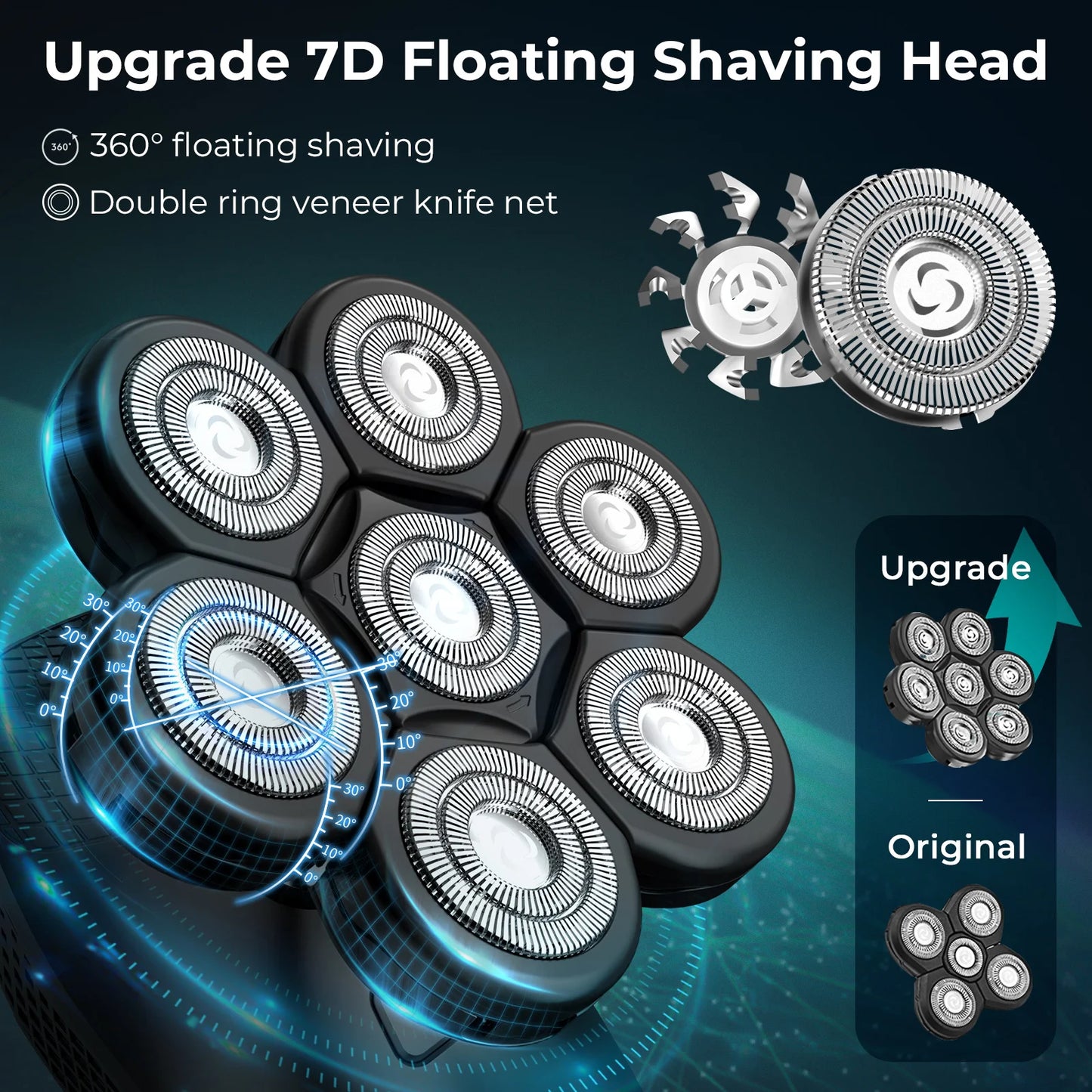 Kensen 5 in 1 Electric Shaver 7D Floating Cutter Head Rechargeable Shaver Kit