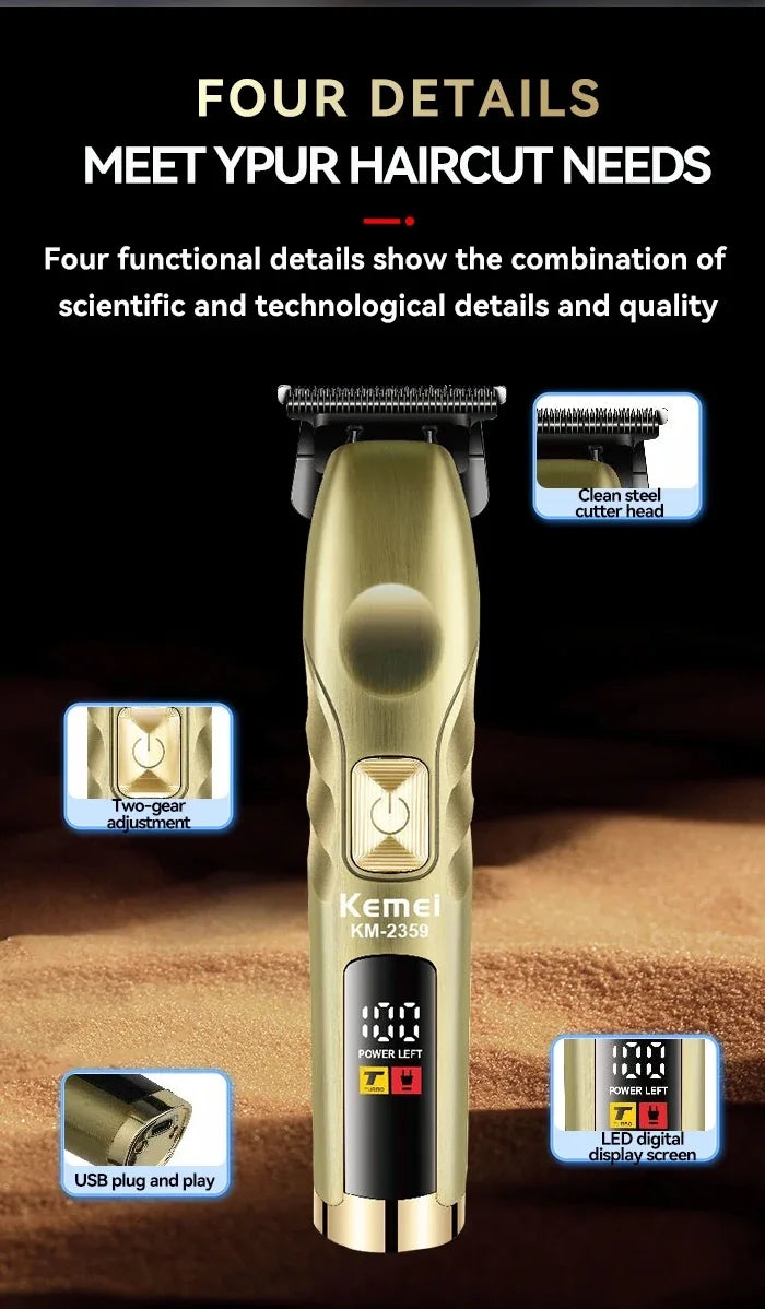 Kemei Professional Cordless Trimmer High Torque Zero-gap