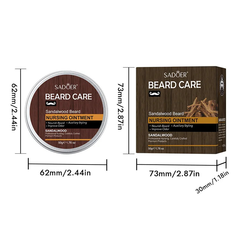 Men's Sandalwood Beard Care Balm Tame Unruly Hairs