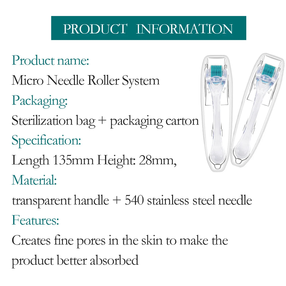 Professional 540 Needles Derma Roller Micro Face Roll