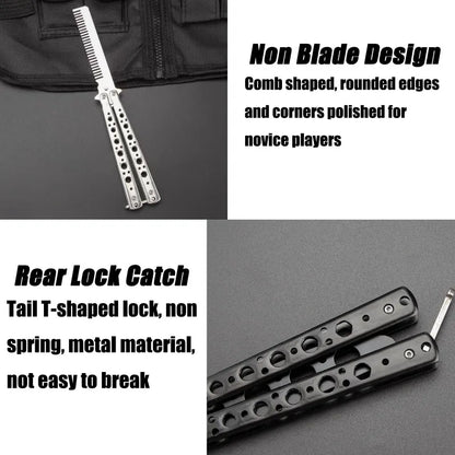 Foldable Comb Stainless Steel Practice Training Butterfly Comb