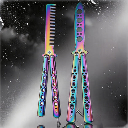 Titanium coating training set stainless steel butterfly comb