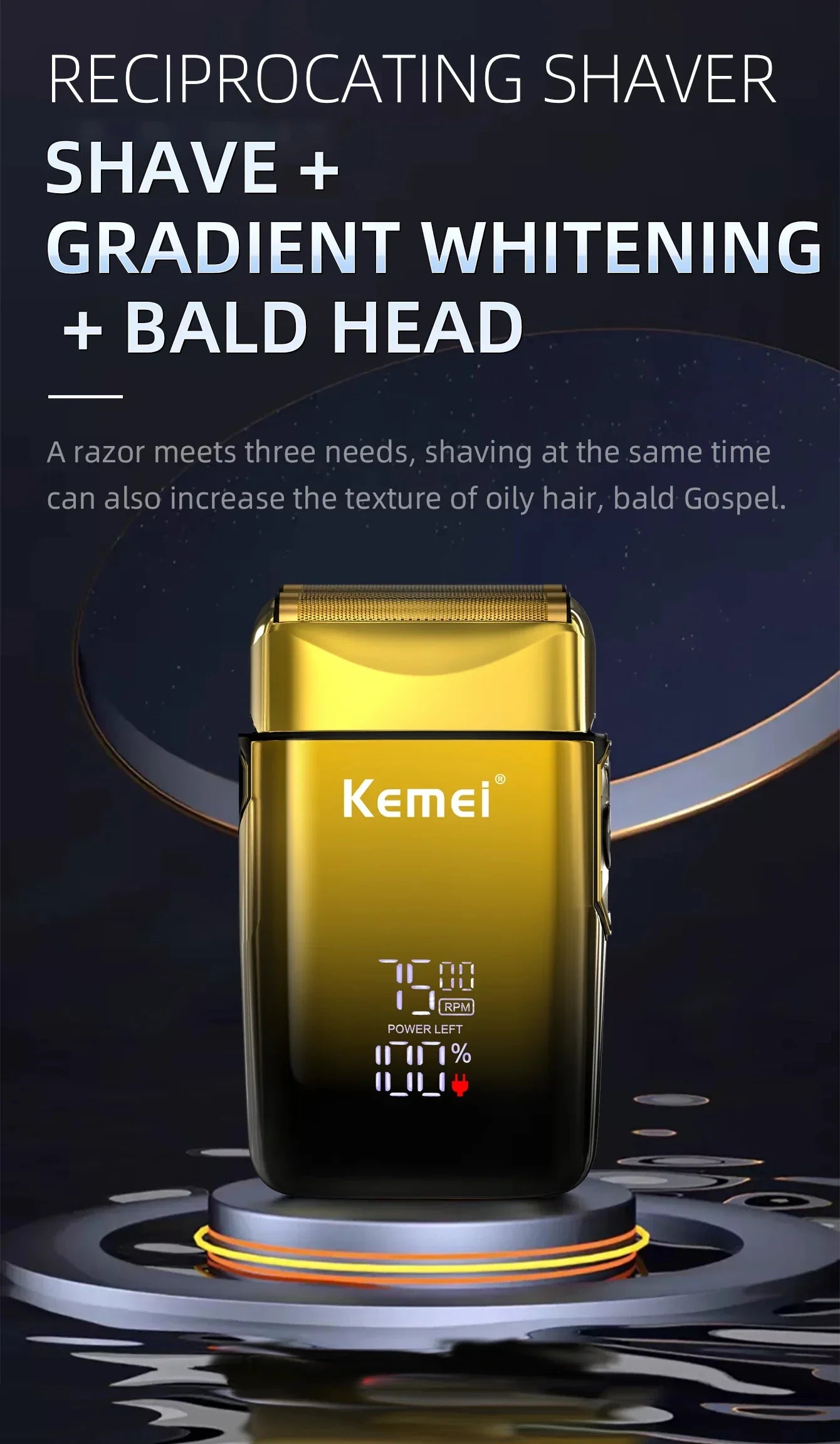 Kemei TX10 Electric Shaver Hair Rechargeable Facial & Beard Foil Razor