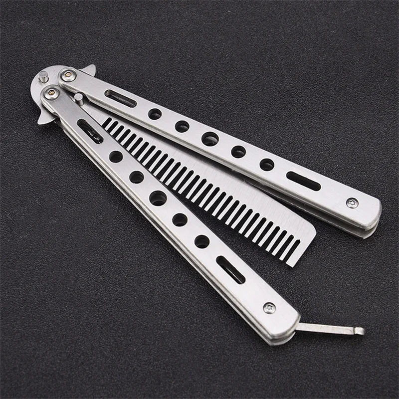 Foldable Comb Stainless Steel Practice Training Butterfly  Comb