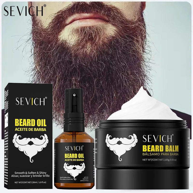 Men Beard Growth Kit Natural Beard Balm Wax and Oil