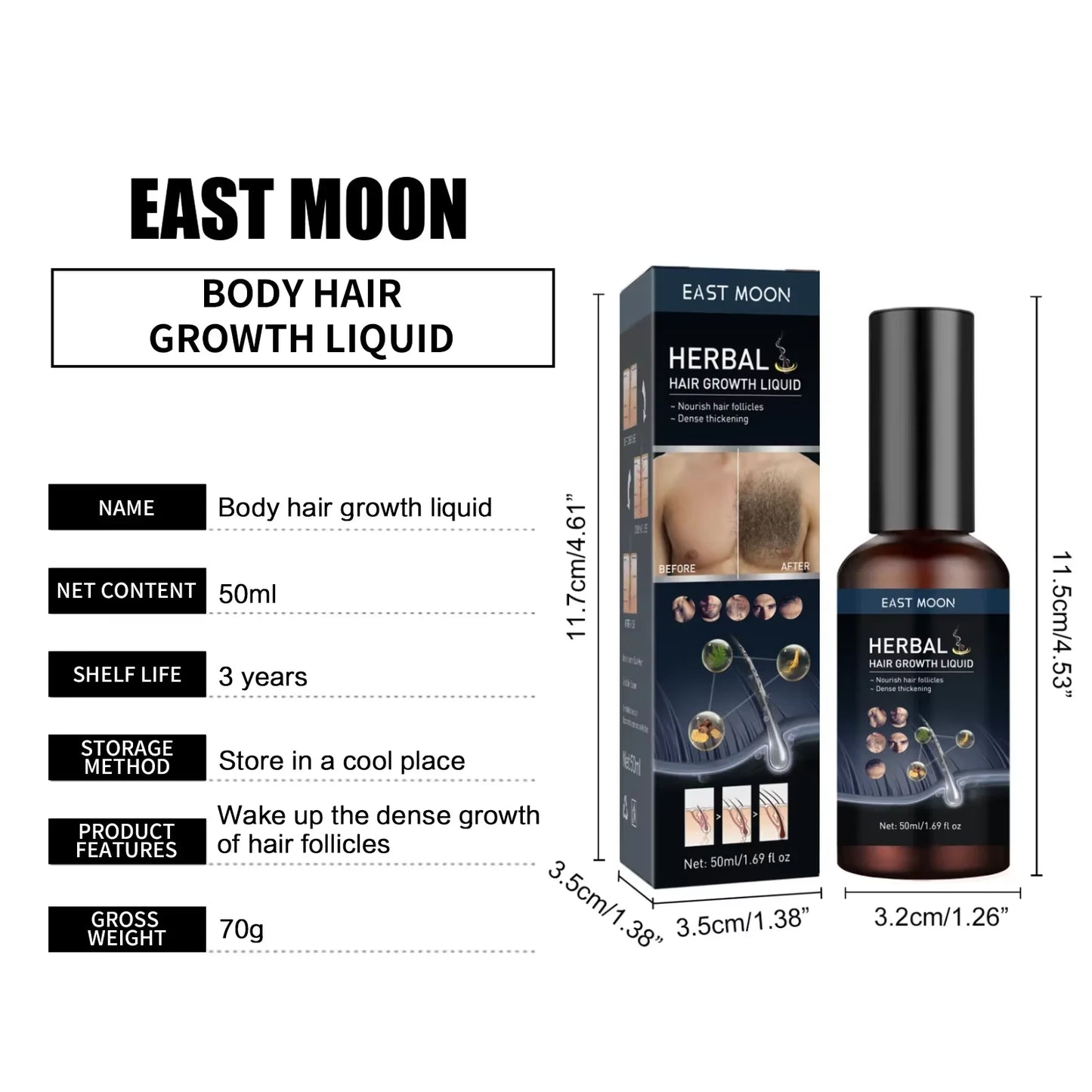Hair Growth Serum Chest Body Hair Mustache Regrowth