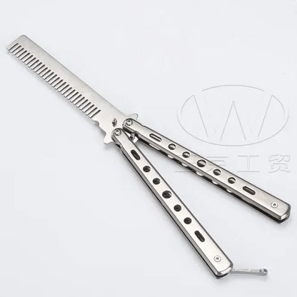 Foldable Comb Stainless Steel Butterfly Knife Comb