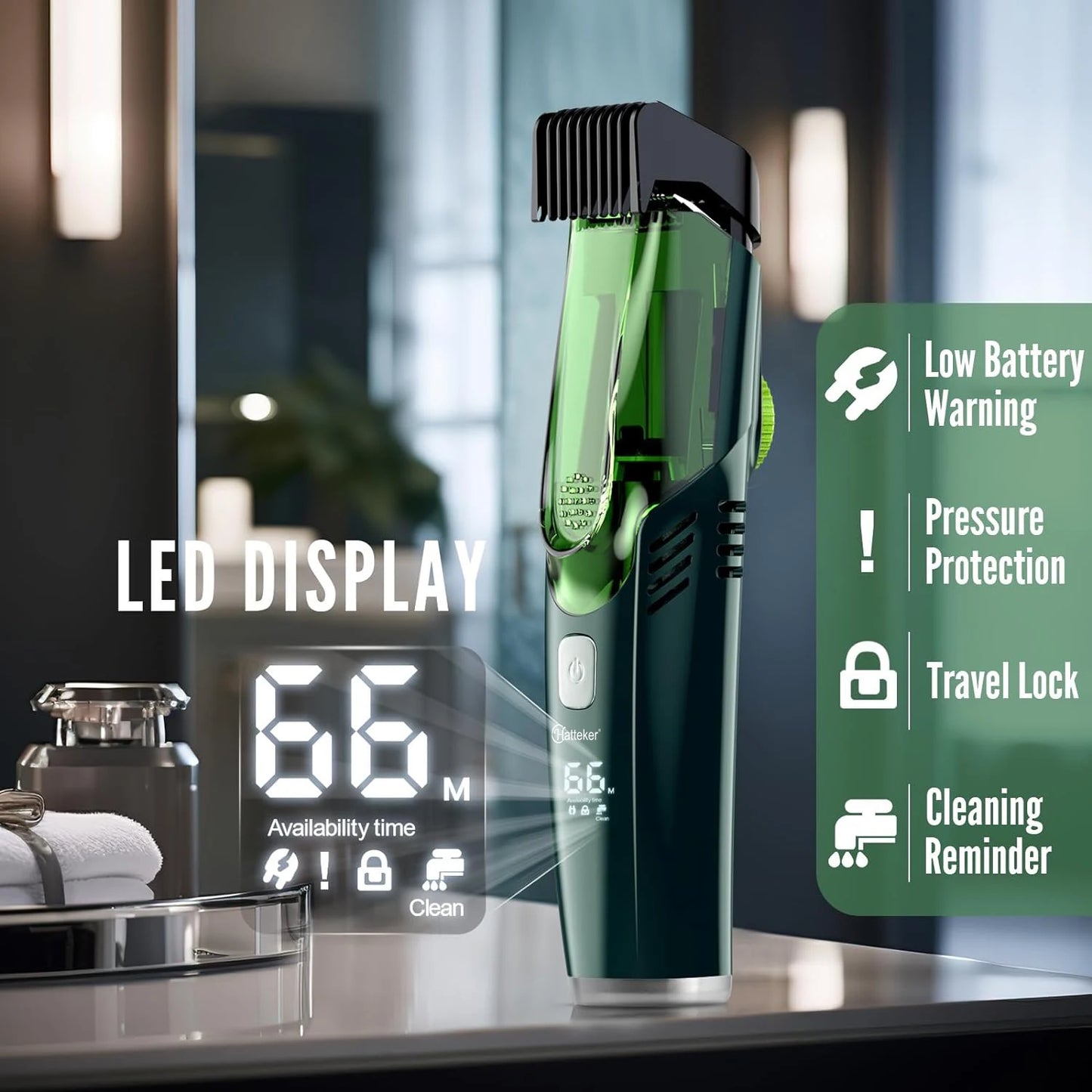 Hatteker Cordless Beard Trimmer Men Rechargeable Electric Shaver