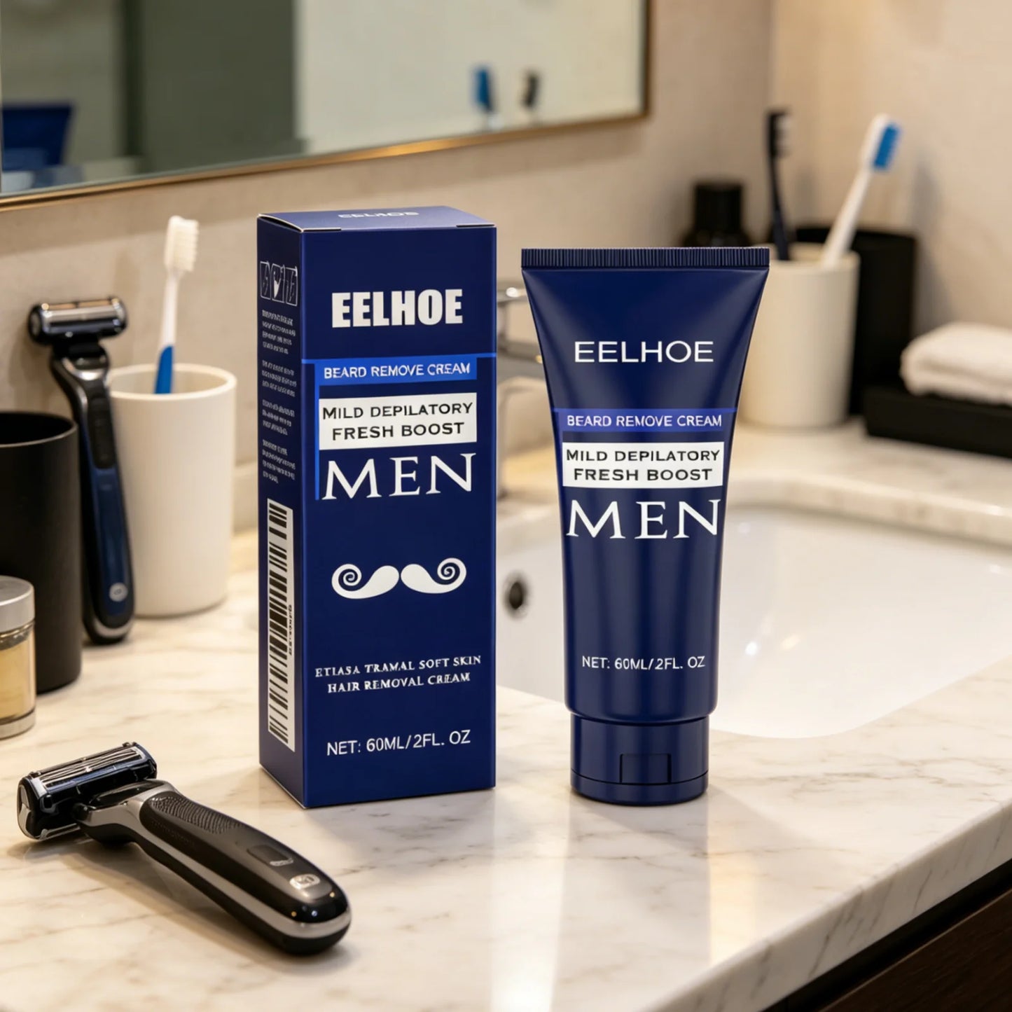 EELHOE Men Cream Gentle Painless Beard Remove Cream 60ml