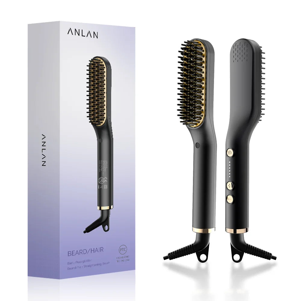 Beard Hair Straightening Brush Hot Heated Comb Men Beard