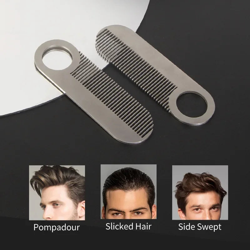Stainless Steel Men's Beard Comb Portable Mini Oil Head Comb
