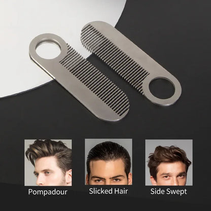 Stainless Steel Men's Beard Comb Portable Mini Oil Head Comb