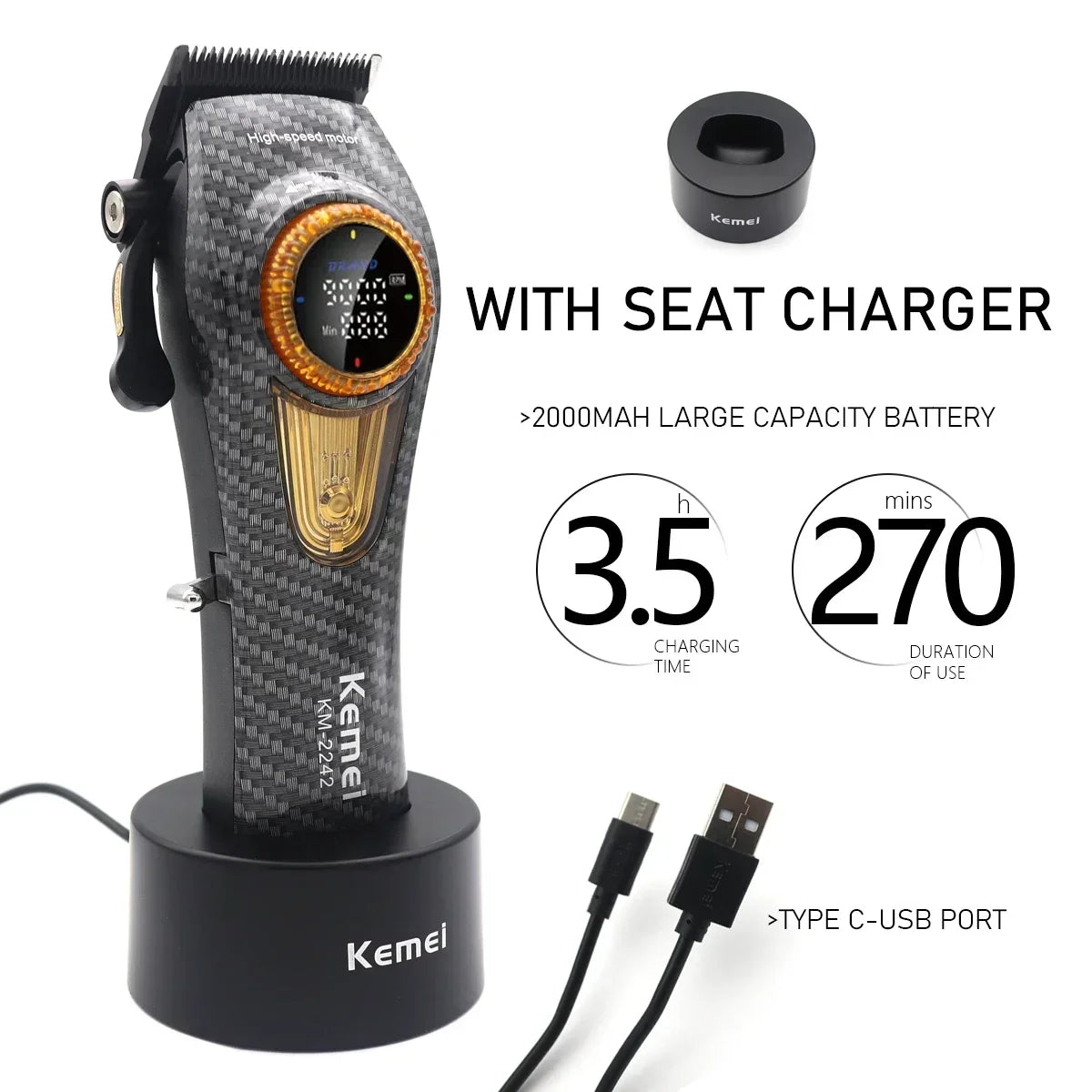 Kemei Professional Hair Clipper Adjust Hair Trimmer For Men