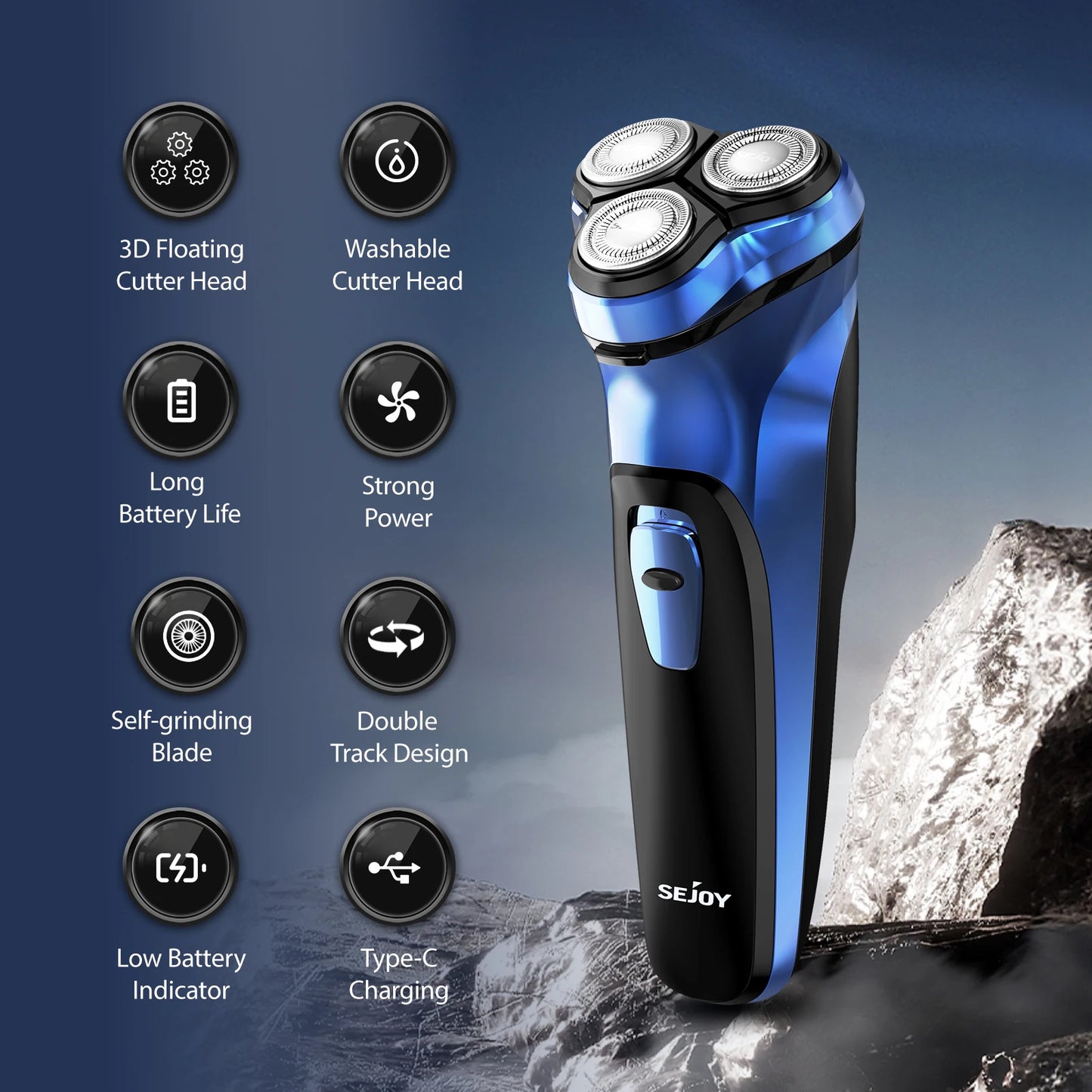 Sejoy Electric Razor for Men Waterproof Rechargeable Electric Shavers