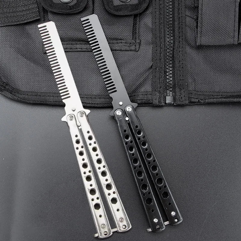 Foldable Comb Stainless Steel Practice Training Butterfly Comb