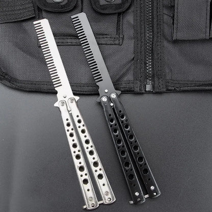 Foldable Comb Stainless Steel Practice Training Butterfly Comb