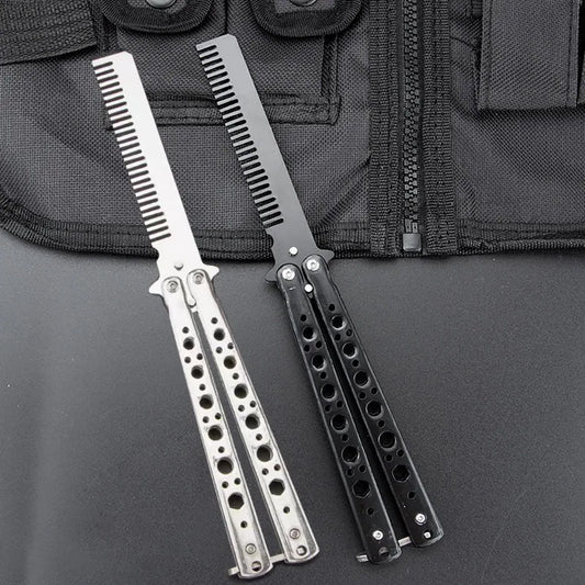Foldable Comb Stainless Steel Practice Training Butterfly Comb