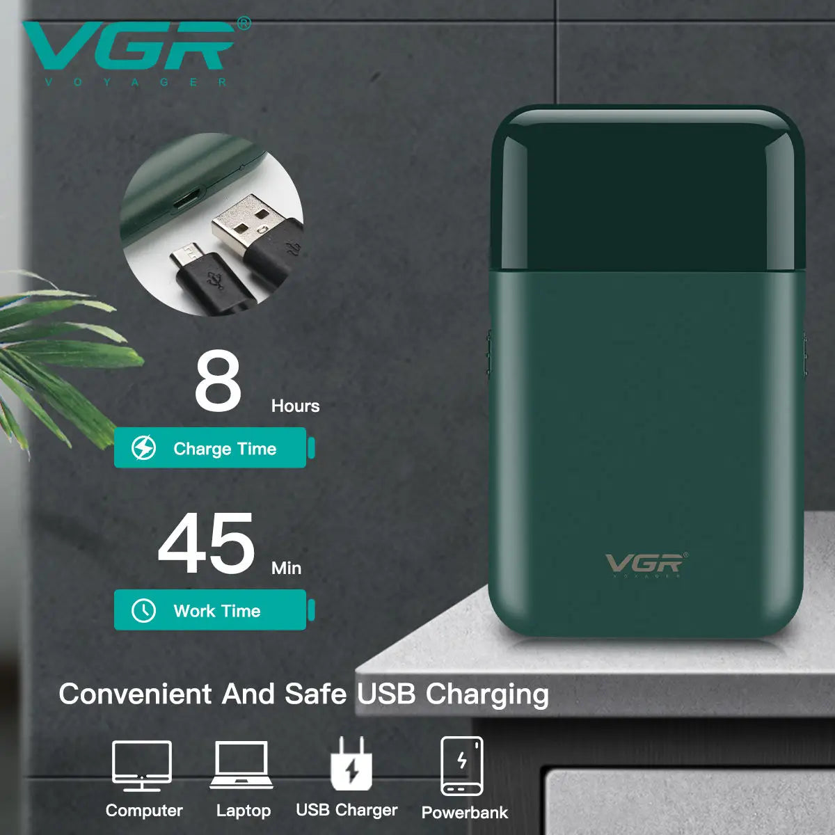 VGR 390 mini single blade cordless beard trimmer razor