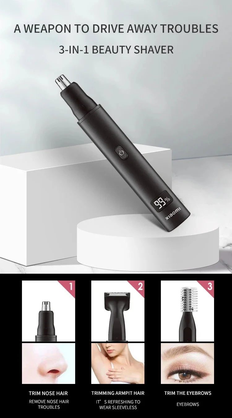 XIAOMI New 3 in 1 Electric Rechargeable Nose Ear Hair Trimmer