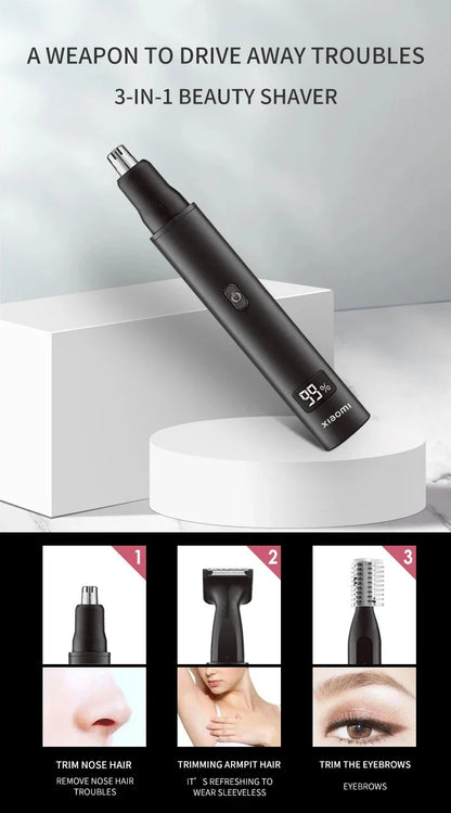 XIAOMI New 3 in 1 Electric Rechargeable Nose Ear Hair Trimmer
