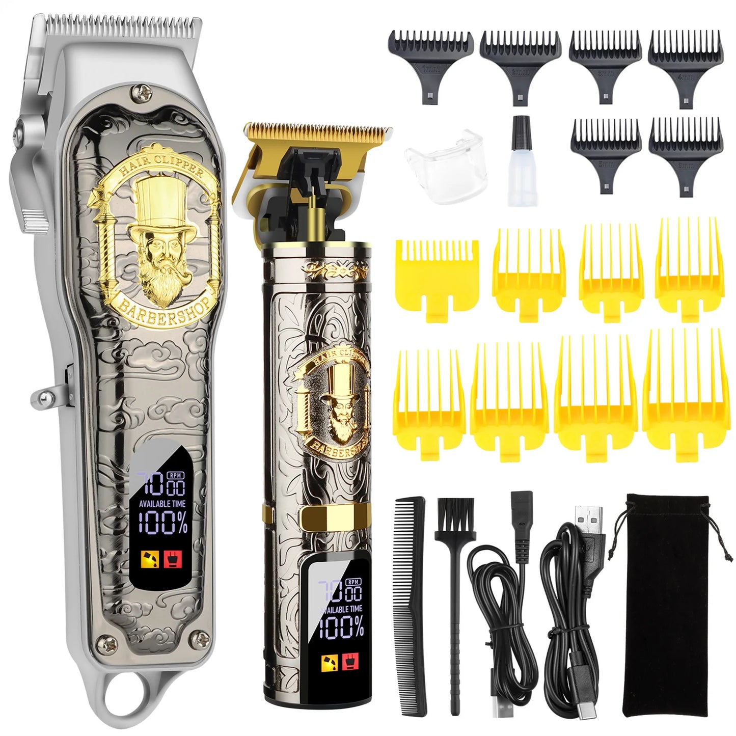 Luxury Hair Clippers kit Barber Cordless LED Display