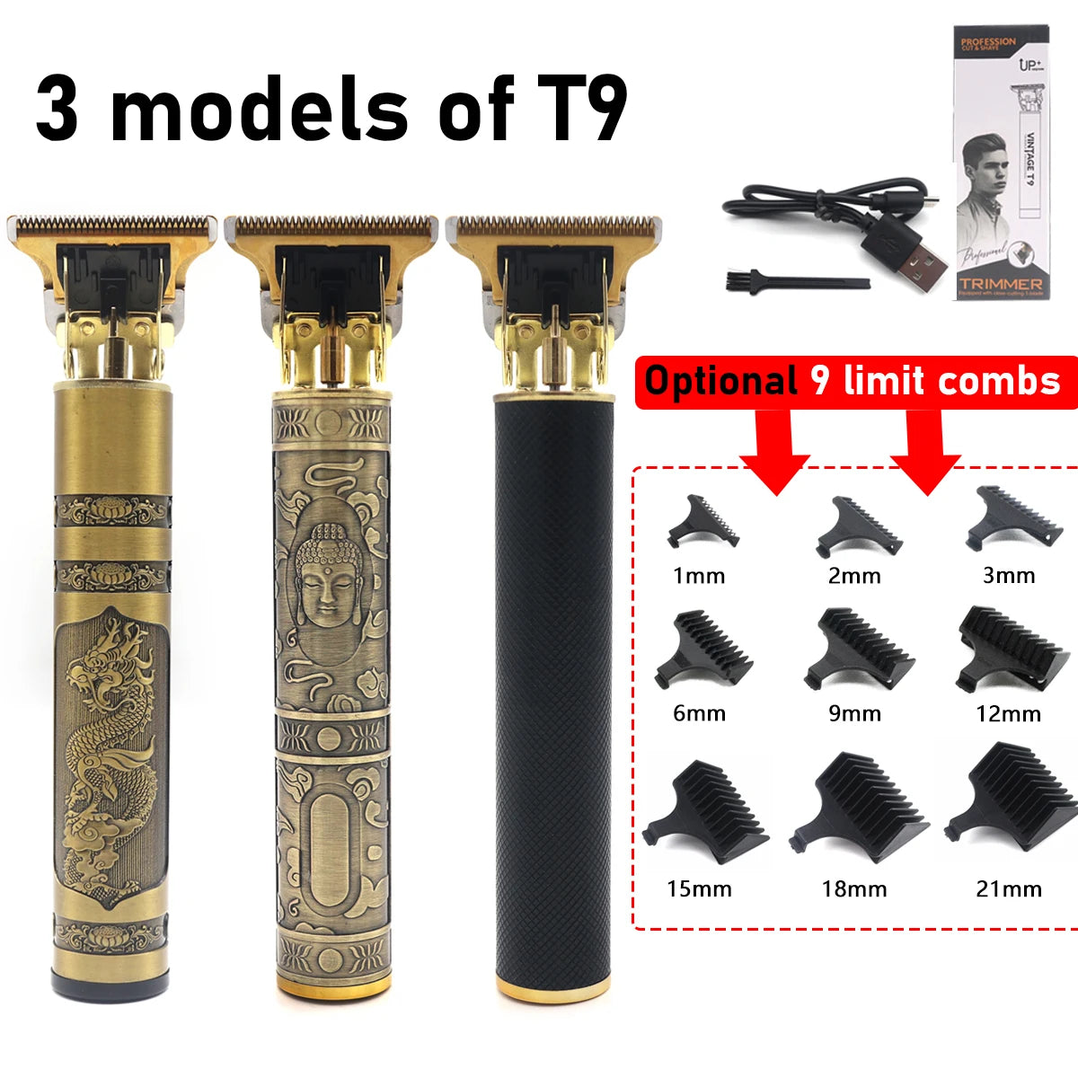 T9 Professional Hair Trimmer Machine Metal Body Stainless Steel