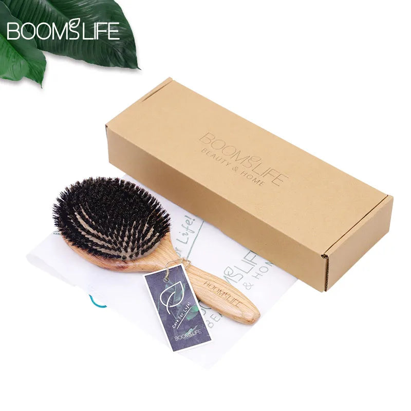 Boar Bristle Brush Wood Combs Scalp Massage