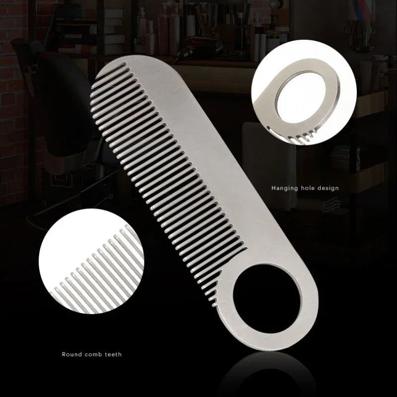 Stainless Steel Men's Beard Comb Portable Mini Oil Head