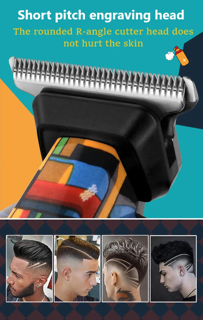 Kemei Professional Men Barber Hair Clipper Fashion Graffiti