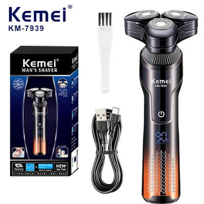 KEMEI Electric Shaver Rotary Beard Trimmer Hair Cutting Shaving