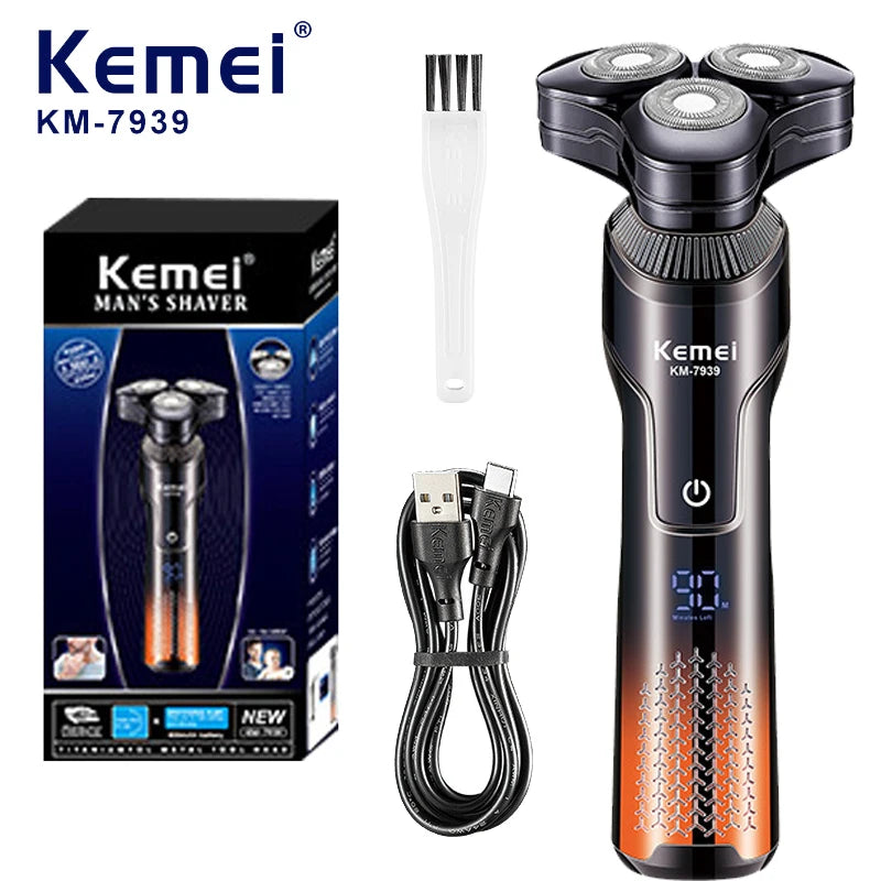 KEMEI Electric Shaver Rotary Beard Trimmer Hair Cutting Shaving