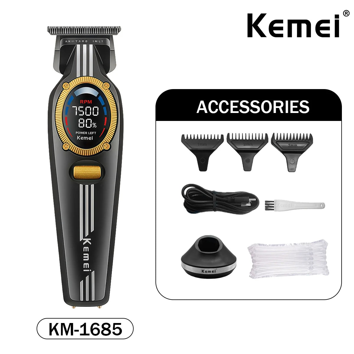 Kemei Trimmer Professional Rechargeable Clippers KM-1685 KM-1692