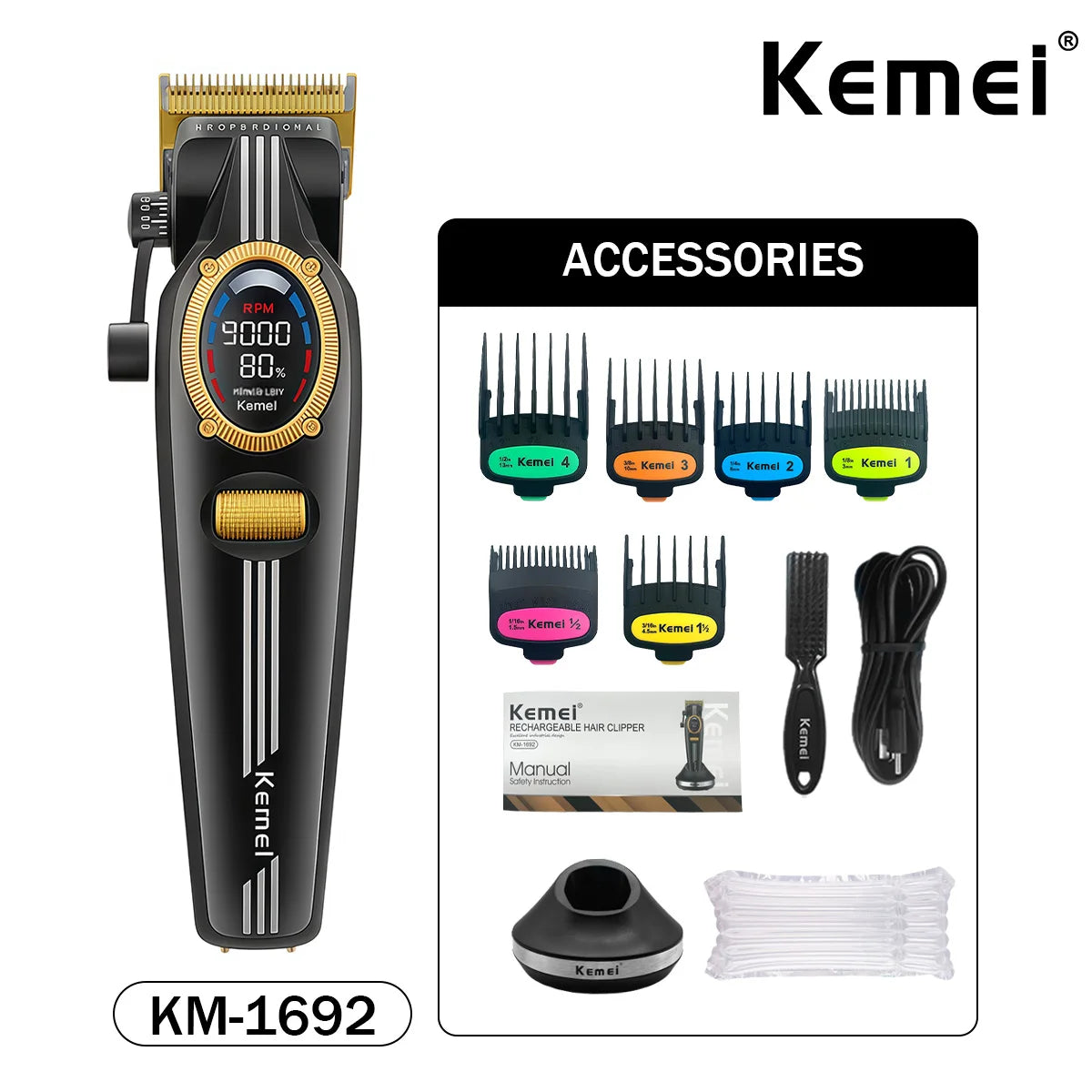Kemei Trimmer Professional Rechargeable Clippers KM-1685 KM-1692