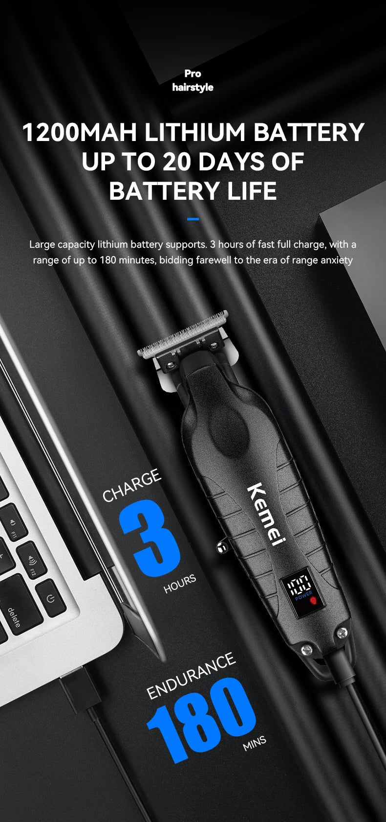 Kemei  Hair Clipper Professional Trimmer Cordless Haircut km-2293
