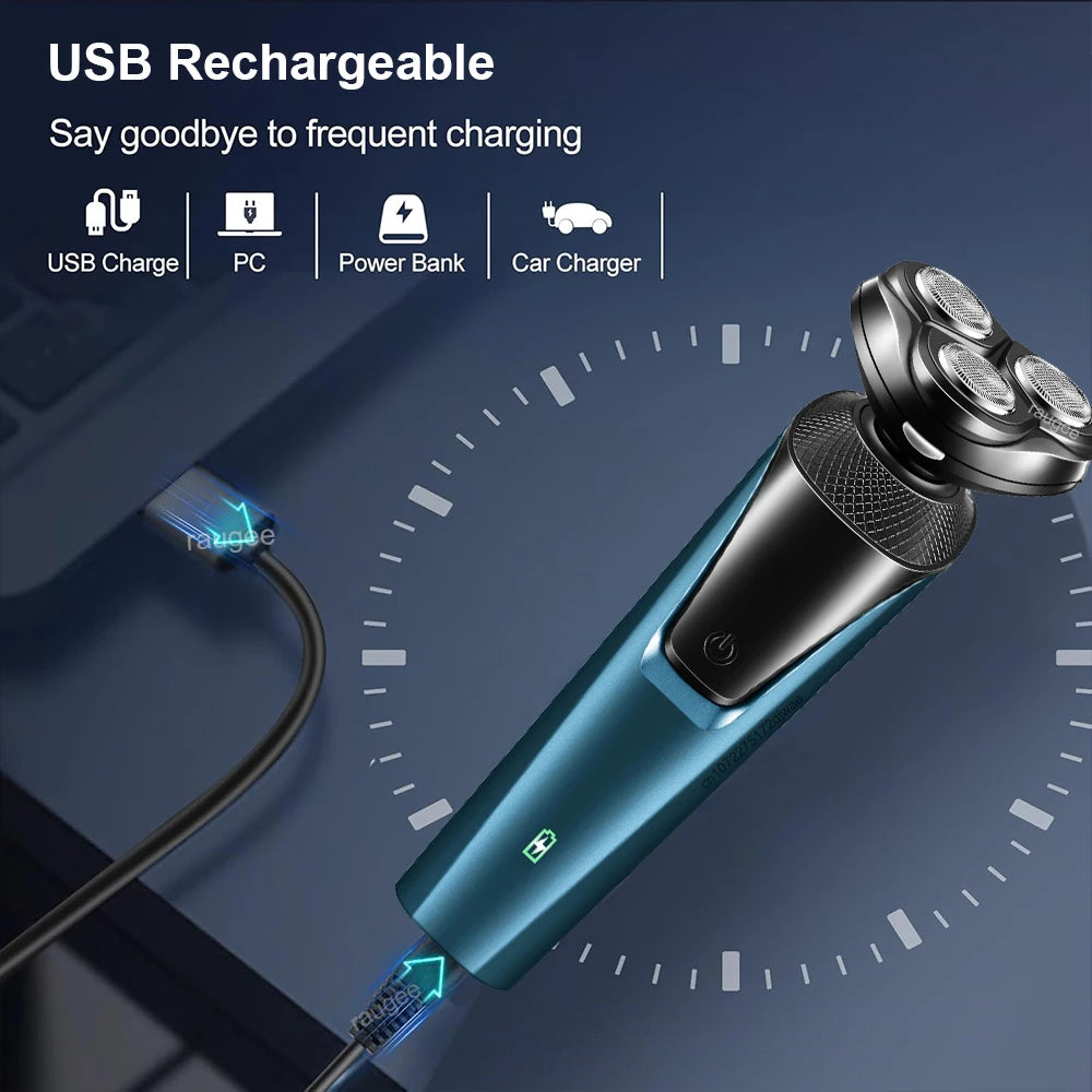 Electrical Rotary Shaver for Men Rechargeable Washable Beard Shaver