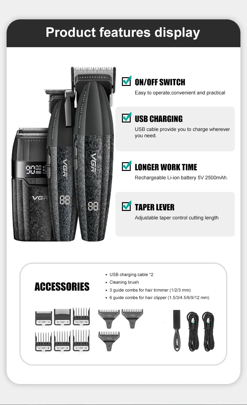VGR Hair Trimmer Professional Hair Clippers Trimmer Men V-640