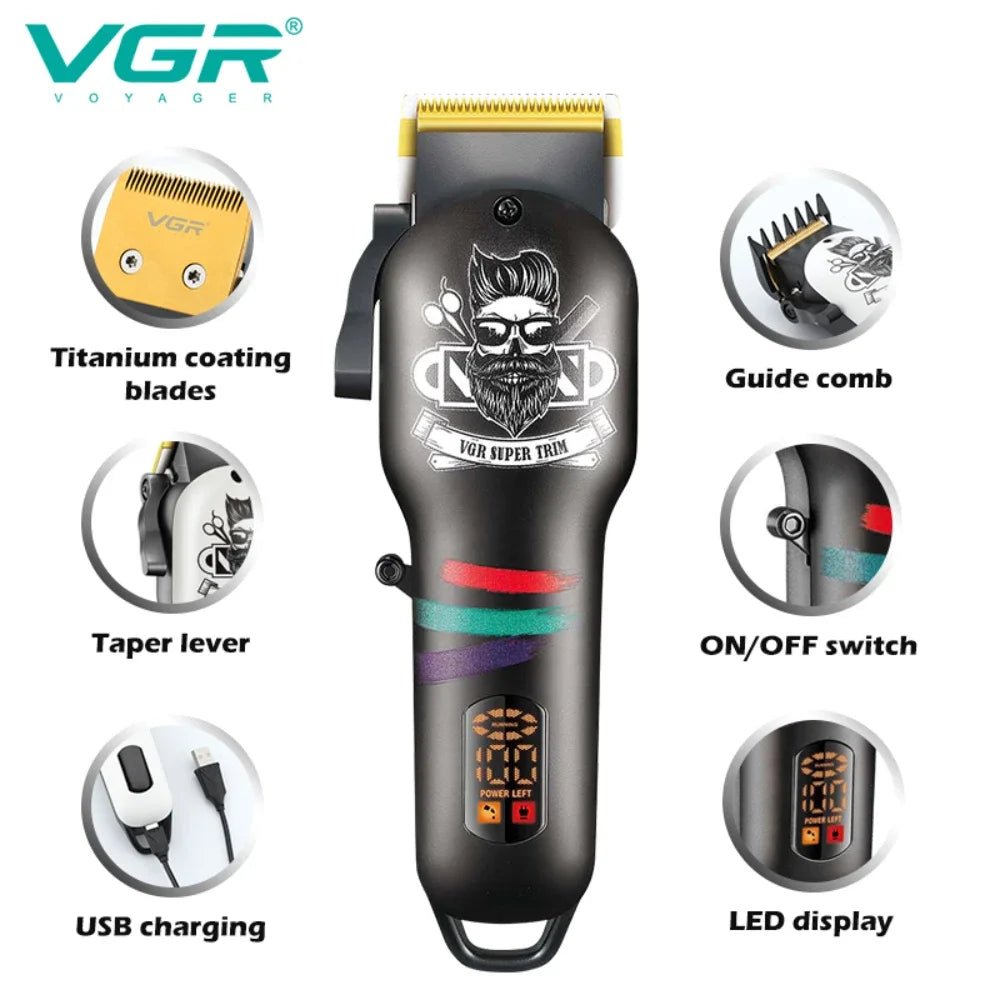 VGR Hair Trimmer Cordless Haircut Machine Electric Beard Clipper