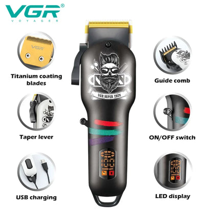 VGR Hair Trimmer Cordless Haircut Machine Electric Beard Clipper