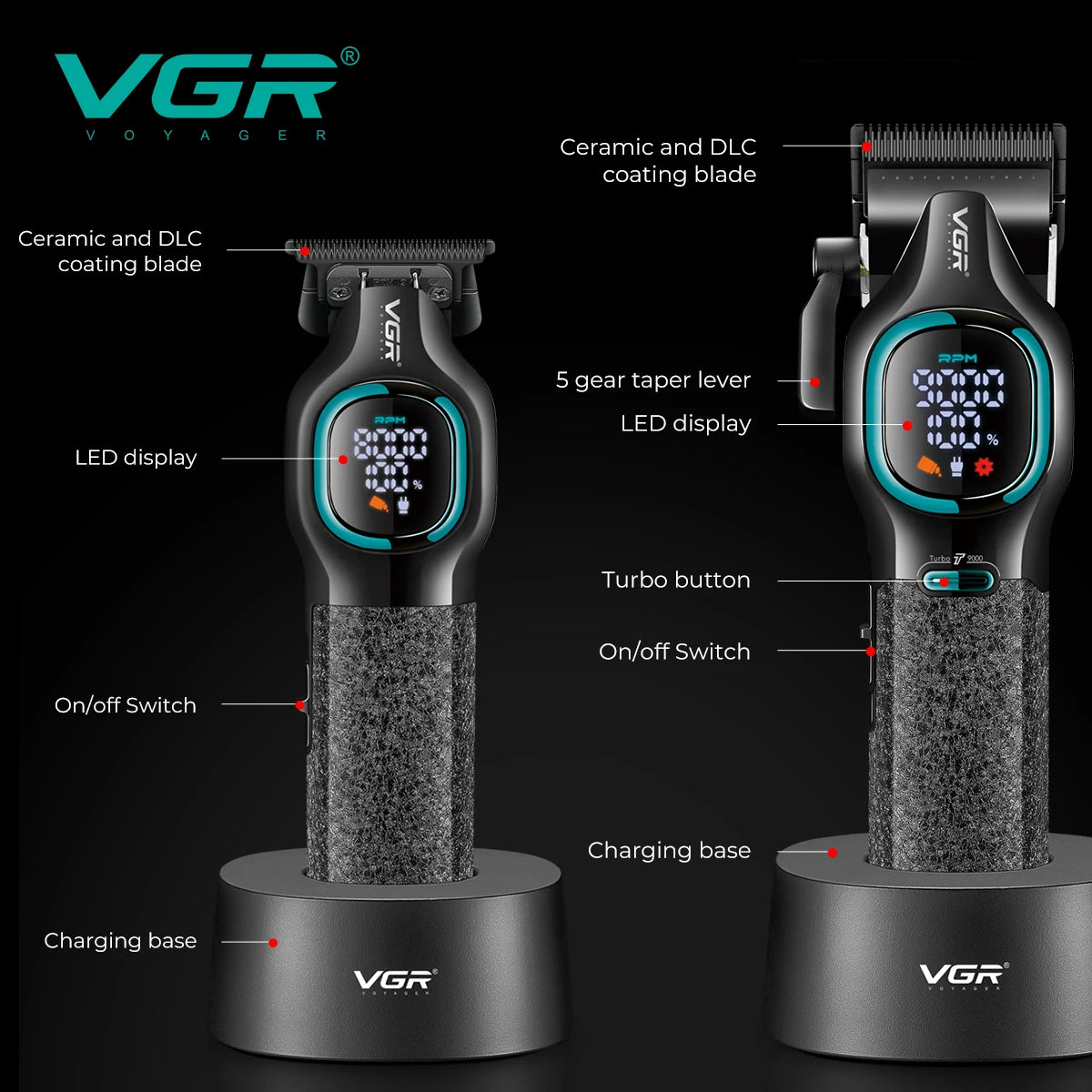 VGR high-end hair trimmer two-piece set V-886 S2