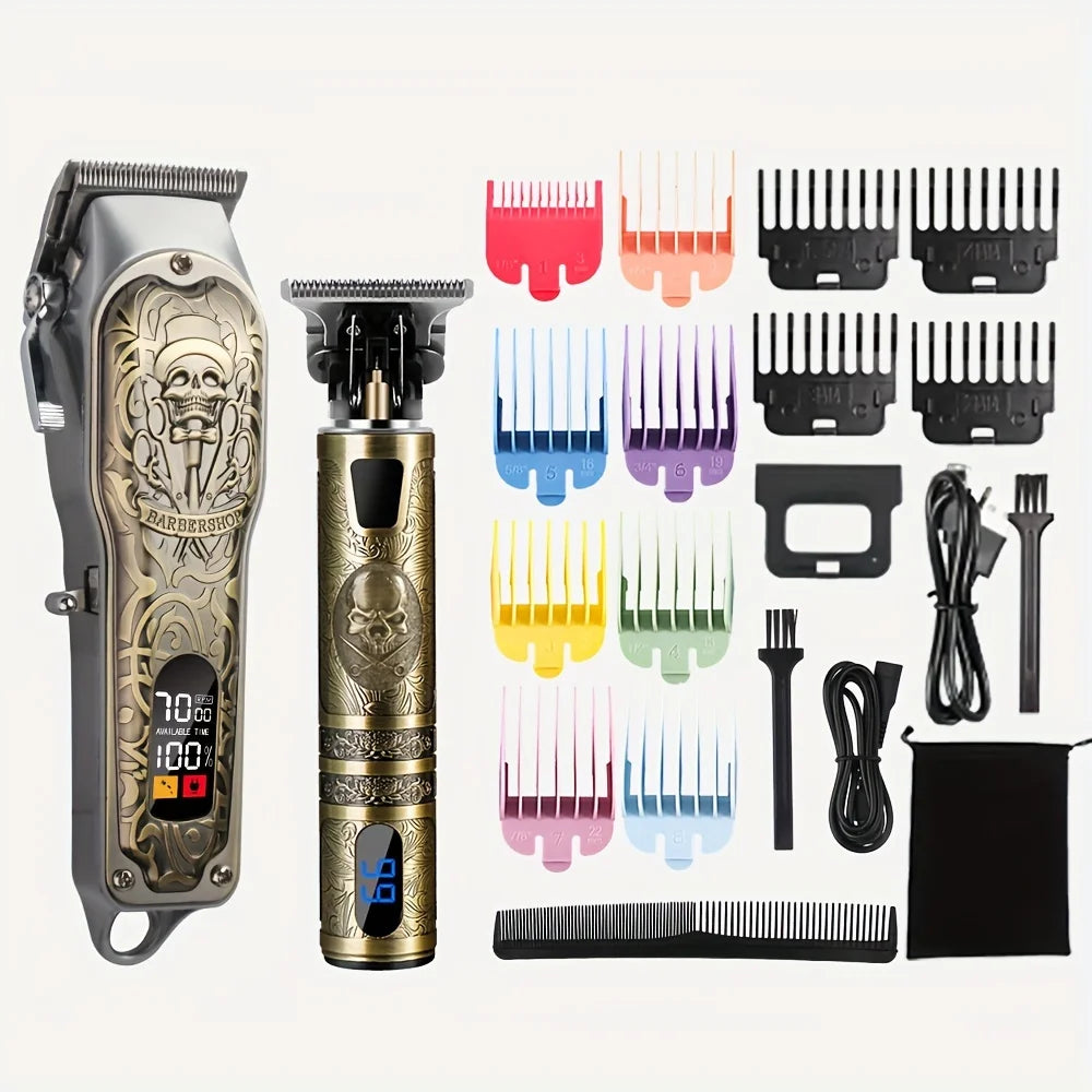 2 pieces/Set Professional Hair Clippers Set, Cordless Shaver