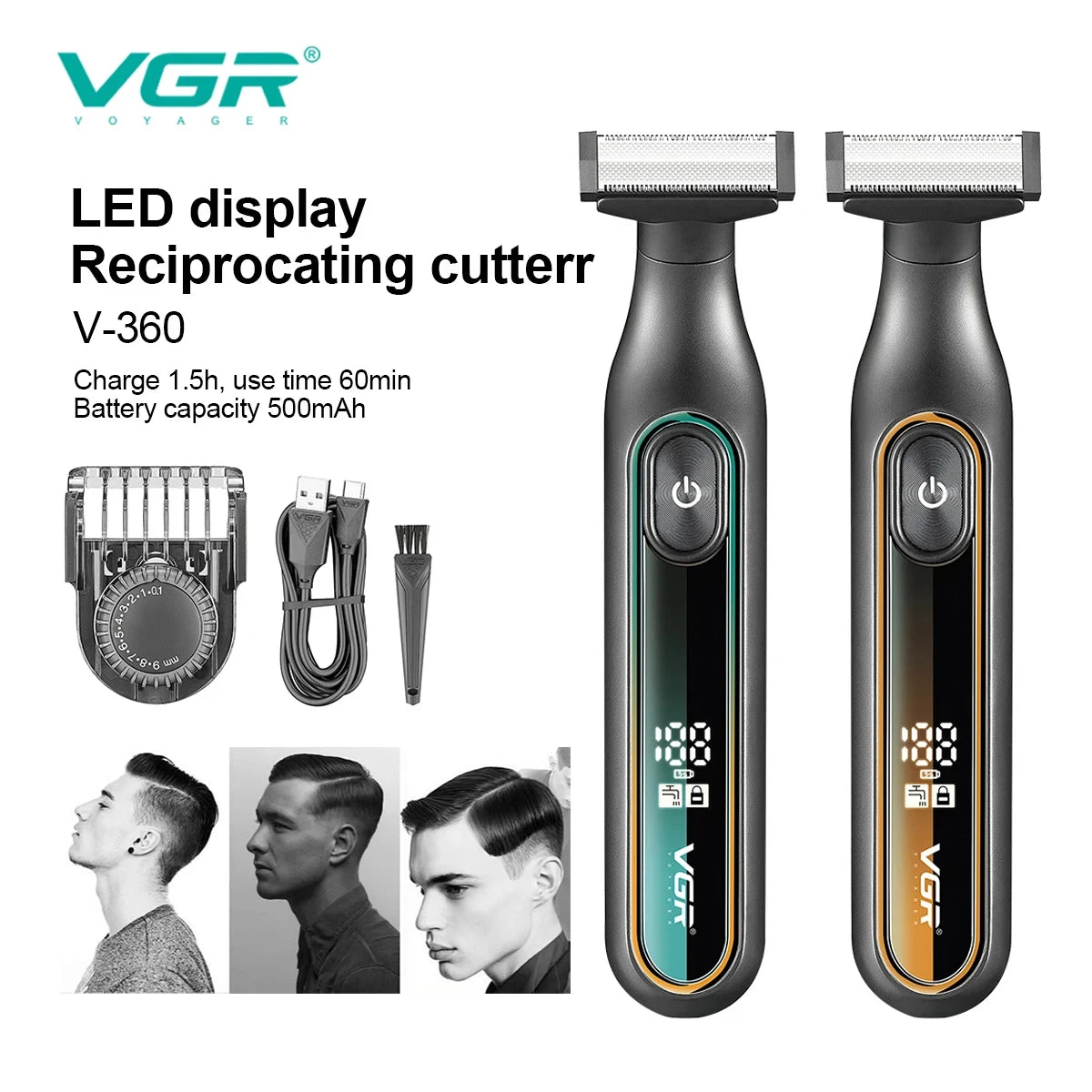 VGR V-360 Professional Shaving Set LED Intelligent Digital Display