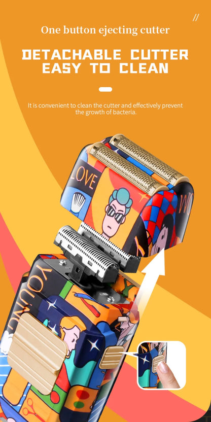 Kemei Professional Men Barber Hair Clipper Fashion Graffiti