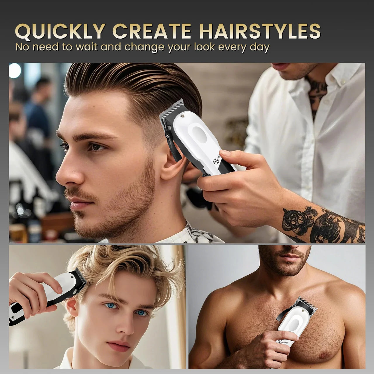 HATTEKER professional Hair Clipper Adjustable Blade for Men