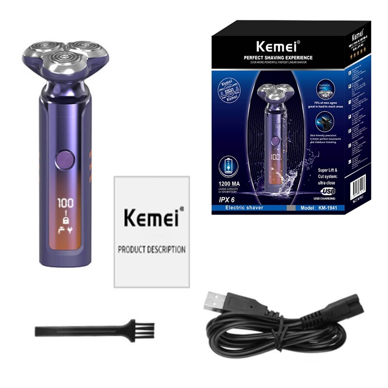 Original Kemei 3D Floating Head Electric Shaver For Men