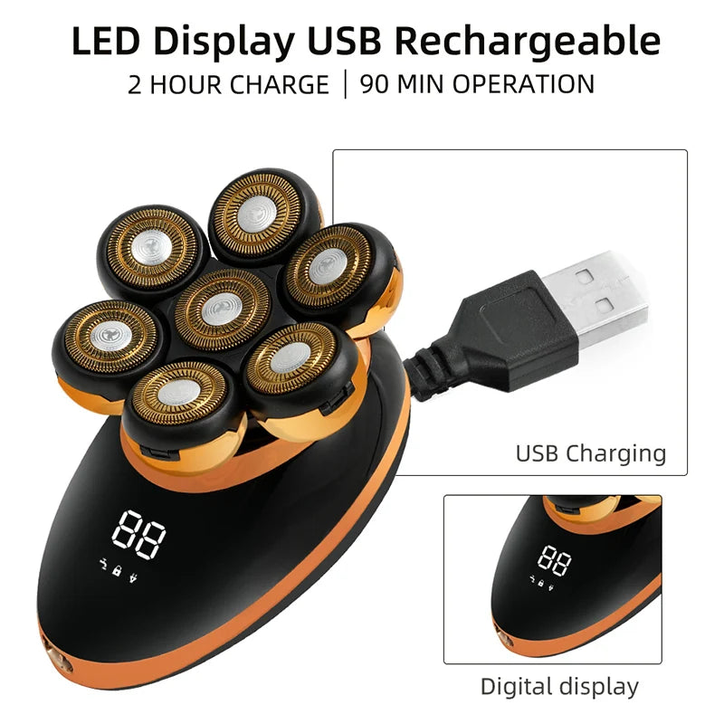 Men 7D Floating Men Electric Shaver Wet Dry Beard Hair Trimmer